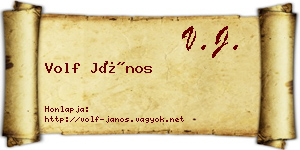 Volf János névjegykártya