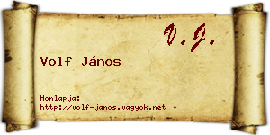 Volf János névjegykártya